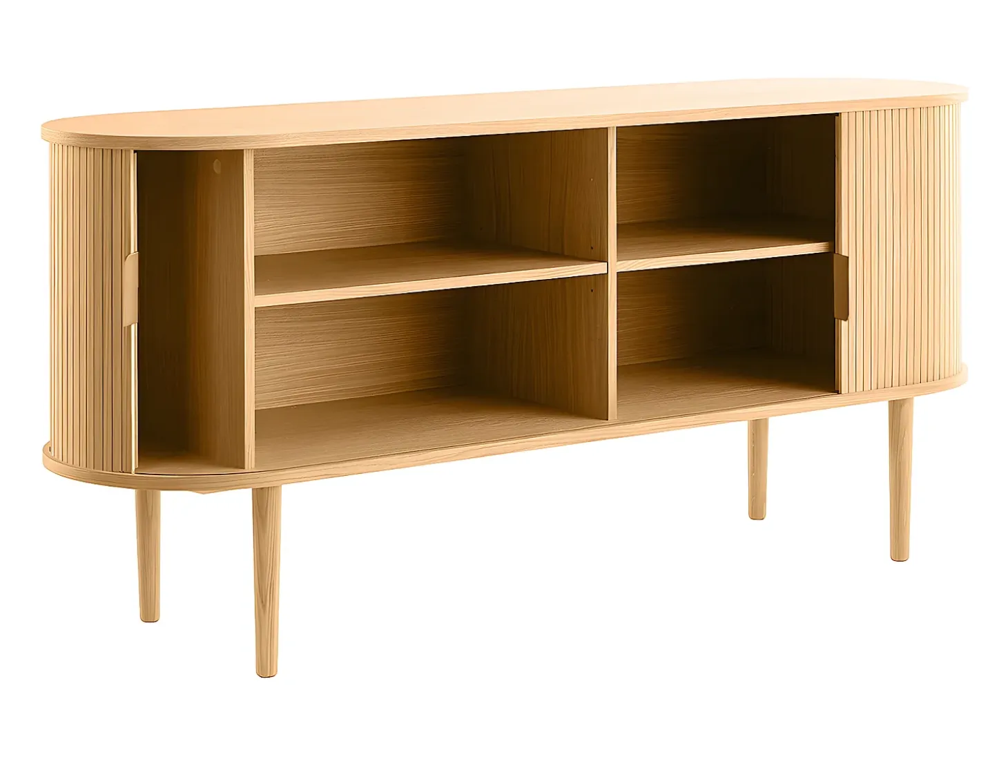 Aparador con puertas correderas de contrachapado de roble y roble macizo 160 cm EPIC
