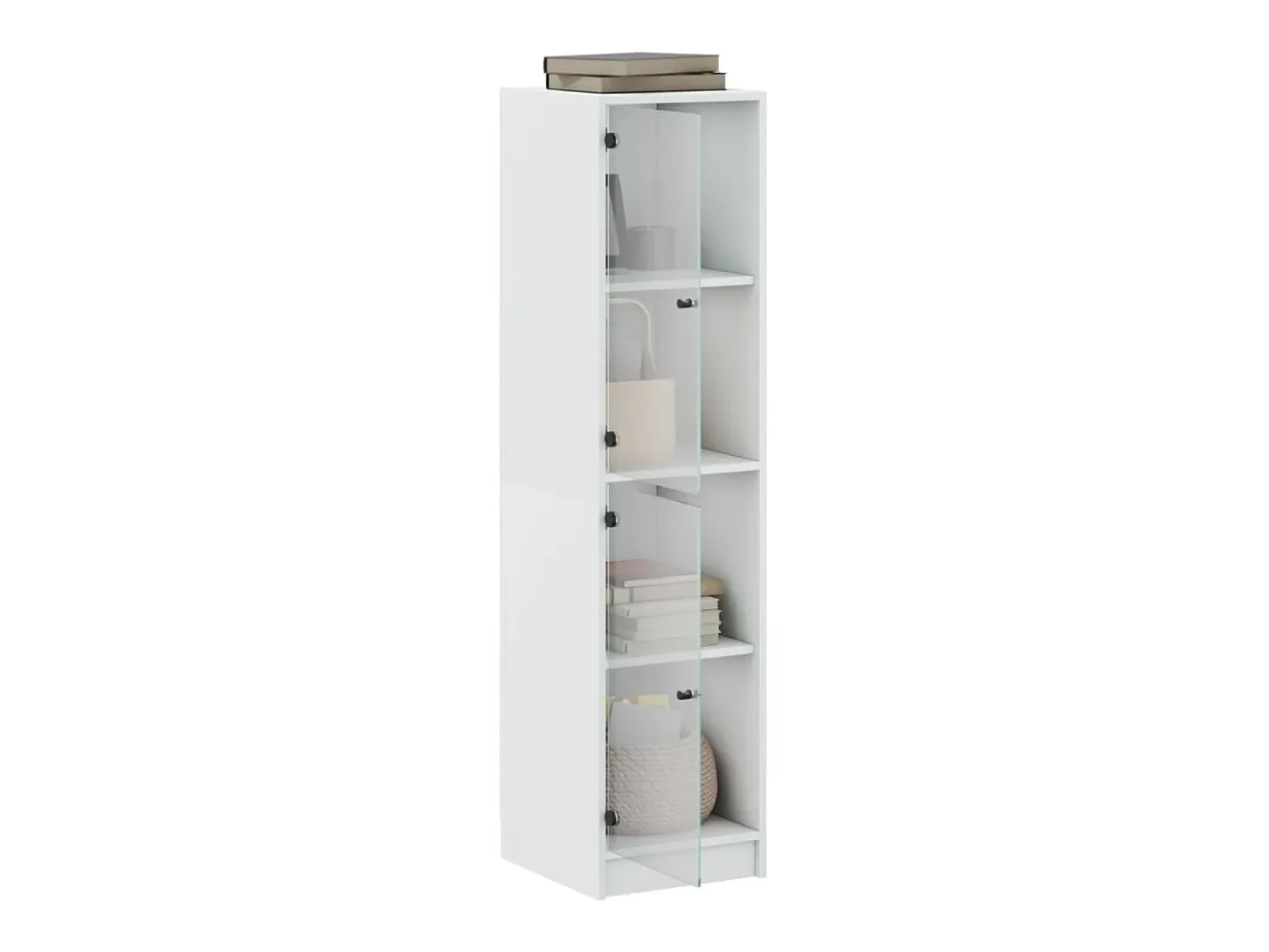 Aparador con puertas de cristal blanco 35x37x142 cm