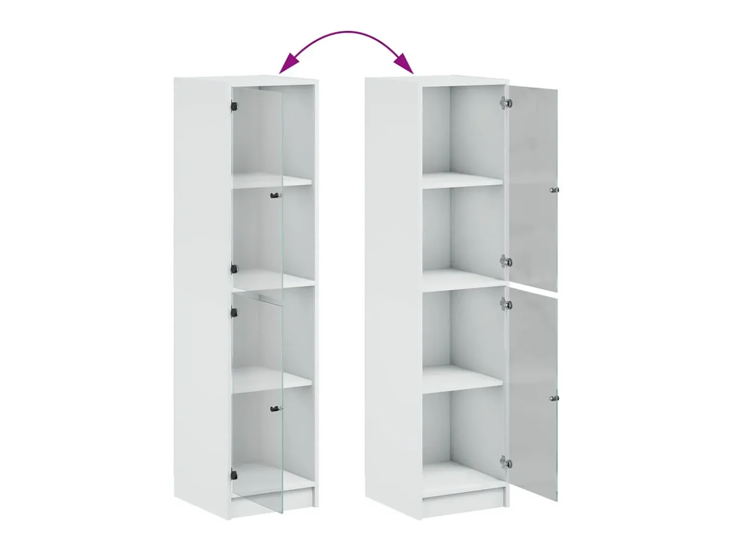 Aparador con puertas de cristal blanco 35x37x142 cm