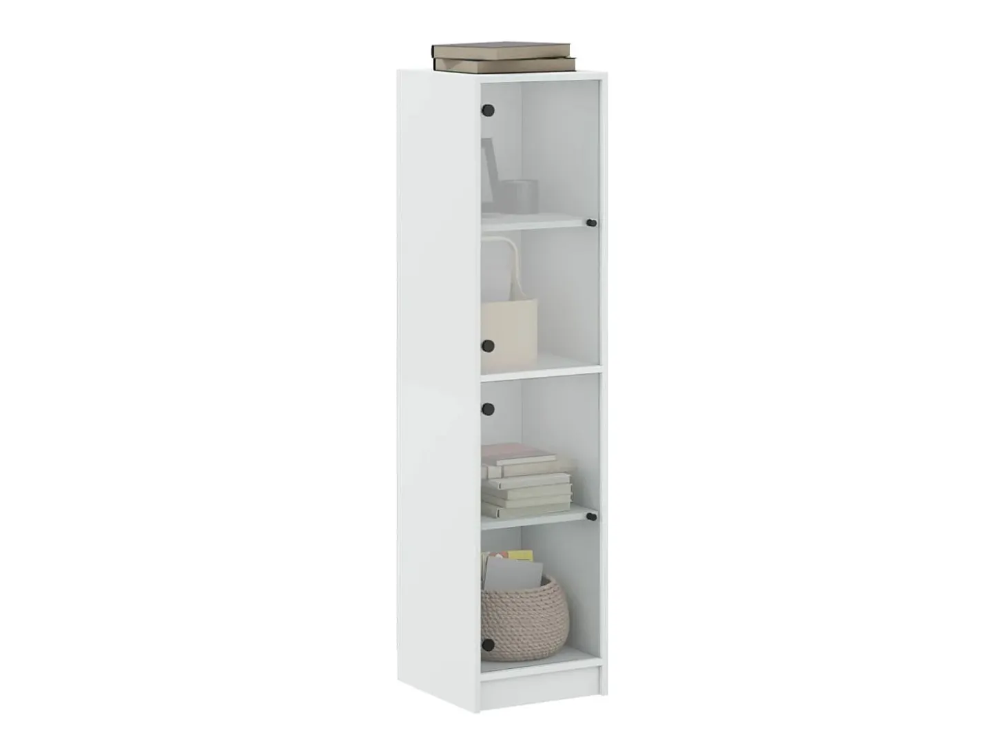 Aparador con puertas de cristal blanco 35x37x142 cm
