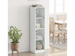 Aparador con puertas de cristal blanco 35x37x142 cm