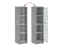 Aparador con puertas de cristal Sonoma Grey 35x37x142 cm