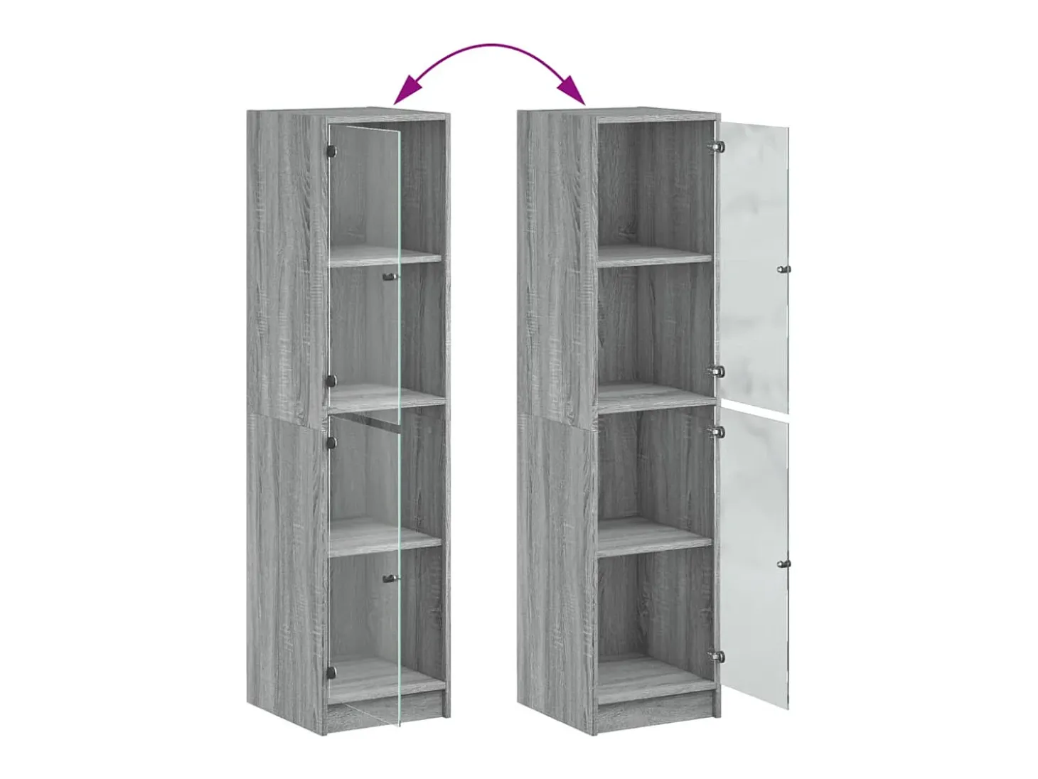 Aparador con puertas de cristal Sonoma Grey 35x37x142 cm