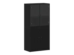 Aparador con puertas de roble negro 68x37x142 cm en madera de ingeniería