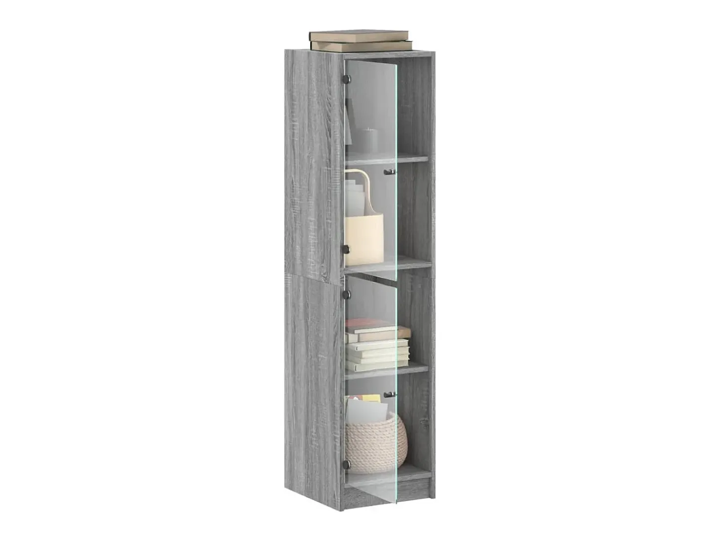 Aparador con puertas de vidrio gris Sonoma 35x37x142 cm ES508791