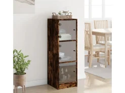 Aparador con puertas de vidrio roble ahumado 35x37x109 cm ES273771