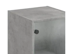 Aparador con puertas de vidrio gris hormigón 35x37x142 cm