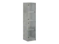 Aparador con puertas de vidrio gris hormigón 35x37x142 cm