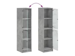 Aparador con puertas de vidrio gris hormigón 35x37x142 cm