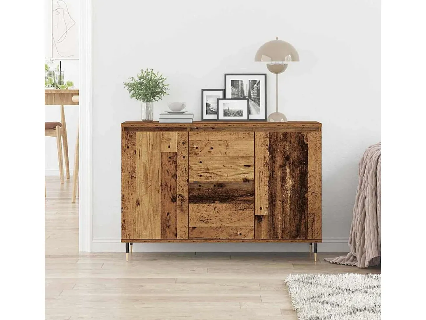 Aparador con puertas y cajones en madera vieja 101,5x35x70 cm