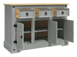 Aparador Corona madera maciza de pino gris 112x43x78 cm
