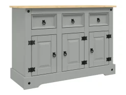 Aparador Corona madera maciza de pino gris 112x43x78 cm