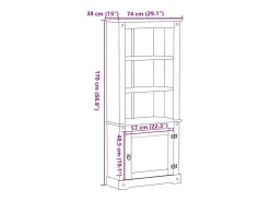 Aparador Corona madera maciza de pino 74x38x170 cm