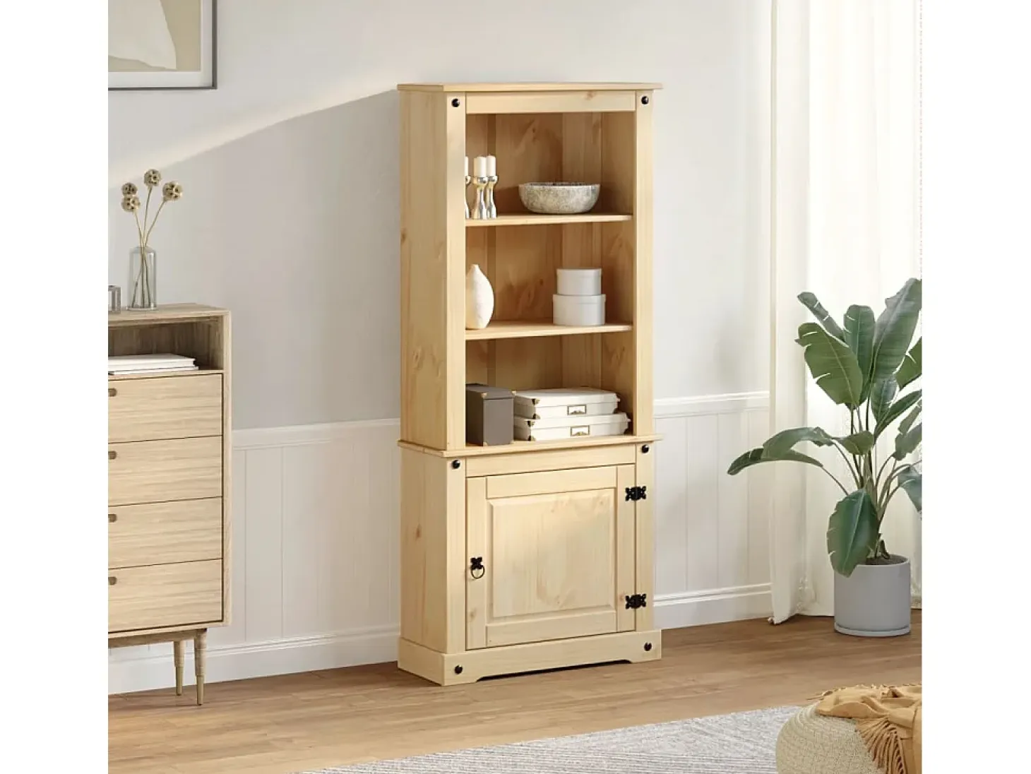 Aparador Corona madera maciza de pino 74x38x170 cm