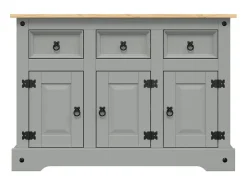 Aparador Corona madera maciza pino mexicano gris 112x43x78 cm ES11508