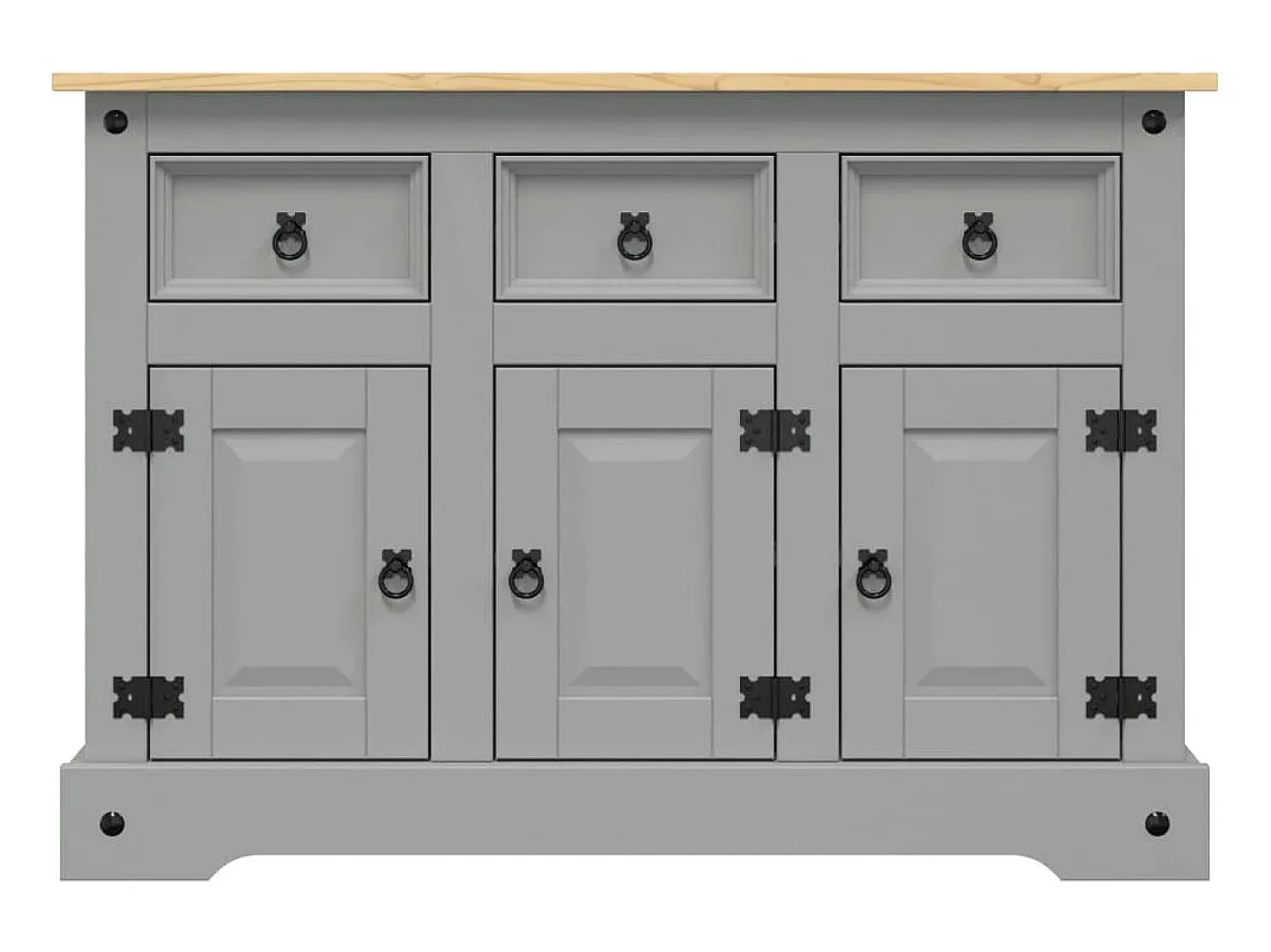 Aparador Corona madera maciza pino mexicano gris 112x43x78 cm ES11508
