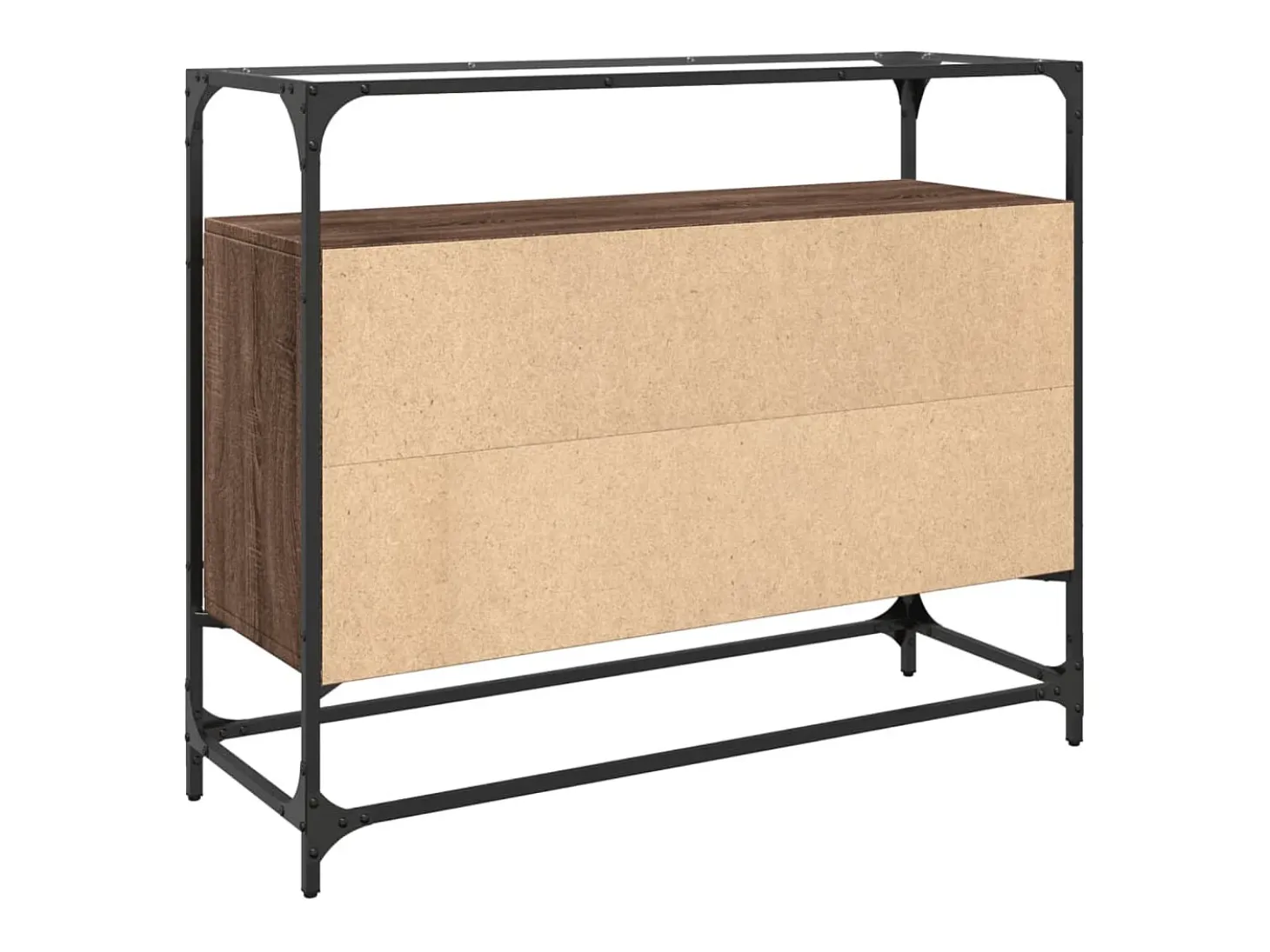 Aparador cristal y madera ingeniería marrón roble 98x35x81 cm