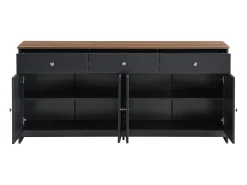 Aparador de 160 cm con 3 cajones y 4 puertas, tablero con veta de madera