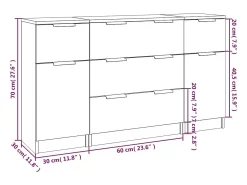 Aparador de 3 piezas de madera de ingeniería gris hormigón