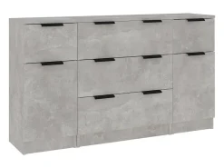 Aparador de 3 piezas de madera de ingeniería gris hormigón