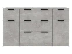 Aparador de 3 piezas de madera de ingeniería gris hormigón