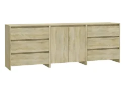 Aparador de 3 piezas madera manufacturada color roble Sonoma