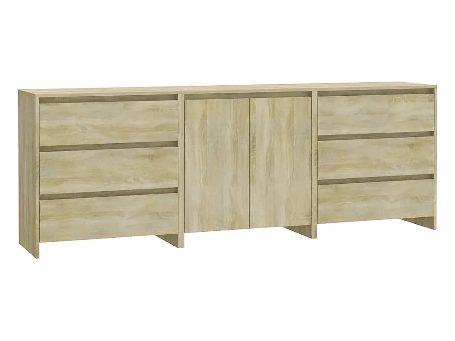 Aparador de 3 piezas madera manufacturada color roble Sonoma