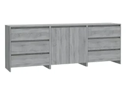 Aparador de 3 piezas madera manufacturada gris Sonoma