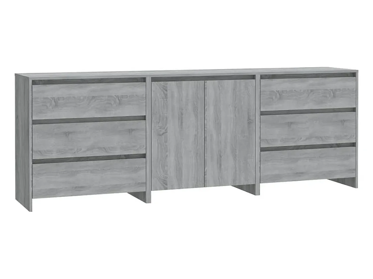 Aparador de 3 piezas madera manufacturada gris Sonoma