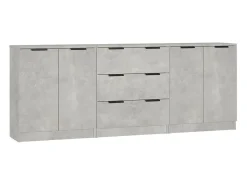 Aparador de 3 piezas madera contrachapada gris hormigón