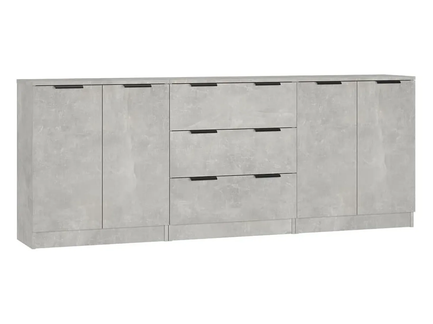 Aparador de 3 piezas madera contrachapada gris hormigón