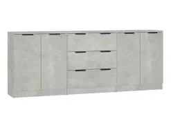 Aparador de 3 piezas madera contrachapada gris hormigón ES99210