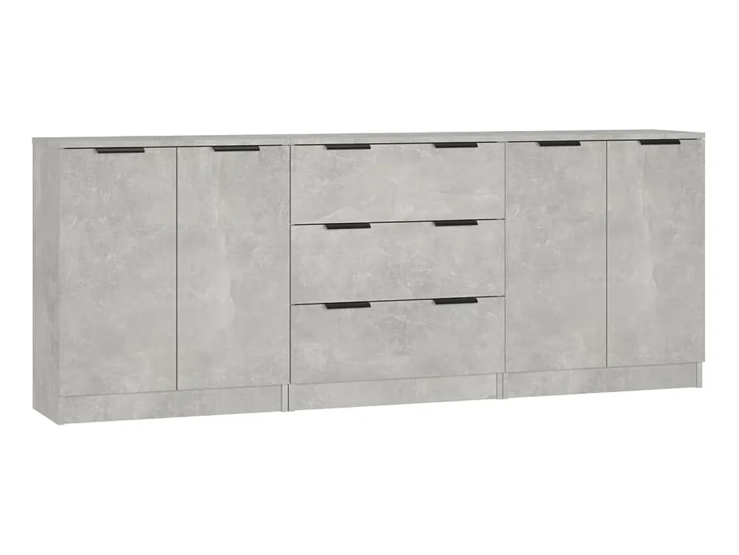 Aparador de 3 piezas madera contrachapada gris hormigón ES99210