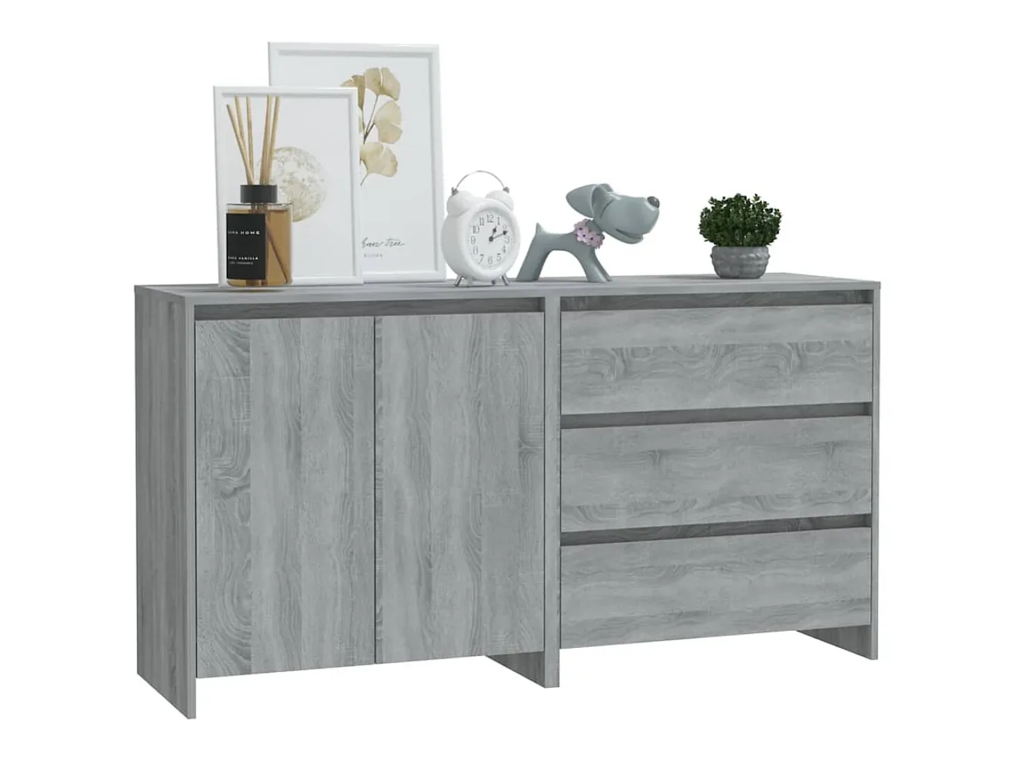 Aparador de 2 piezas madera manufacturada gris Sonoma