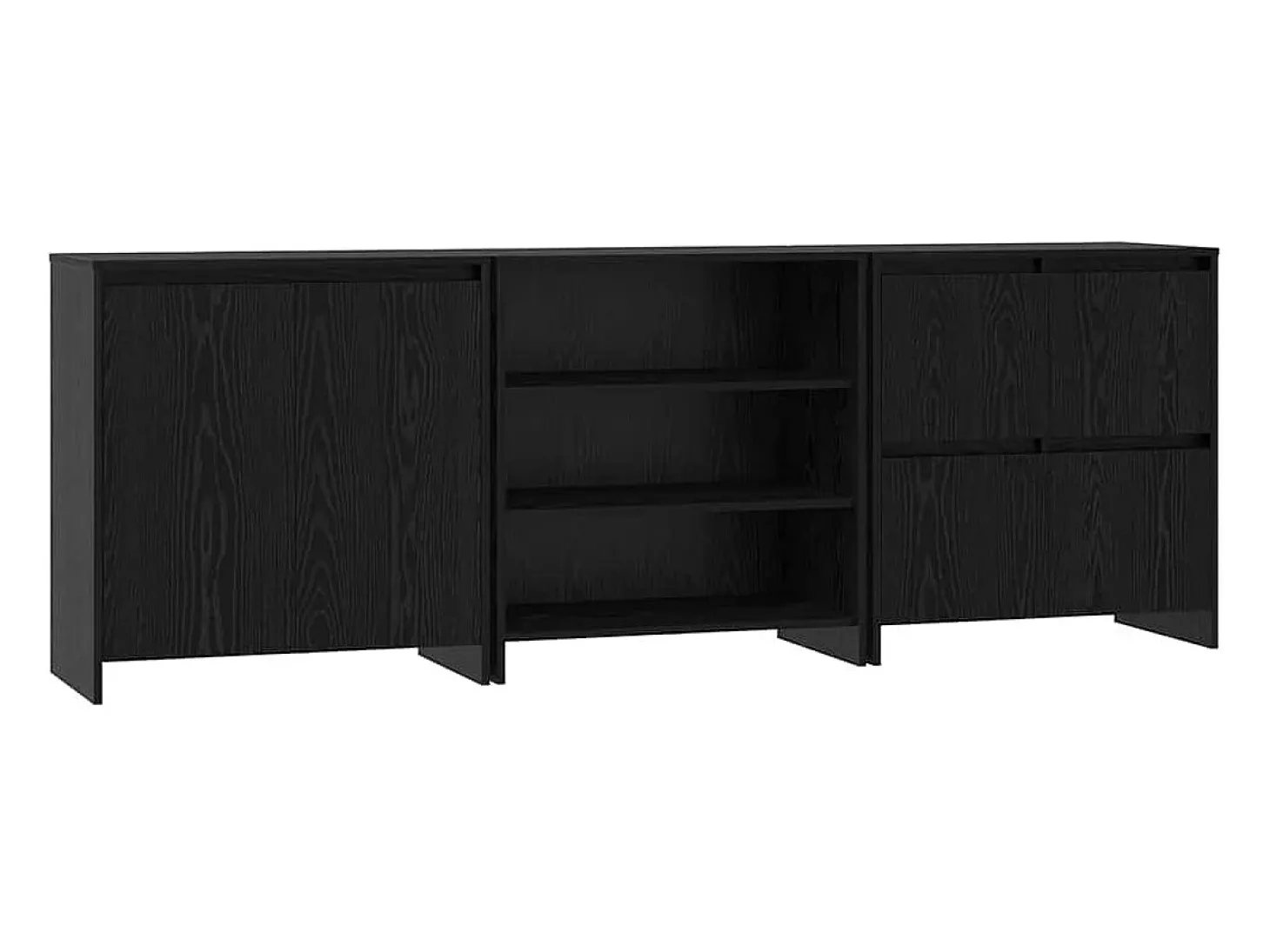 Aparador de 3 piezas Roble negro 70 x 41 x 75 cm Madera de ingeniería