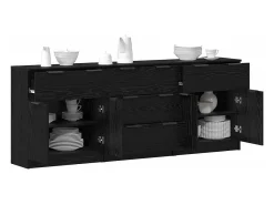 Aparador de 3 piezas Roble negro 60 x 30 x 70 cm Madera de ingeniería