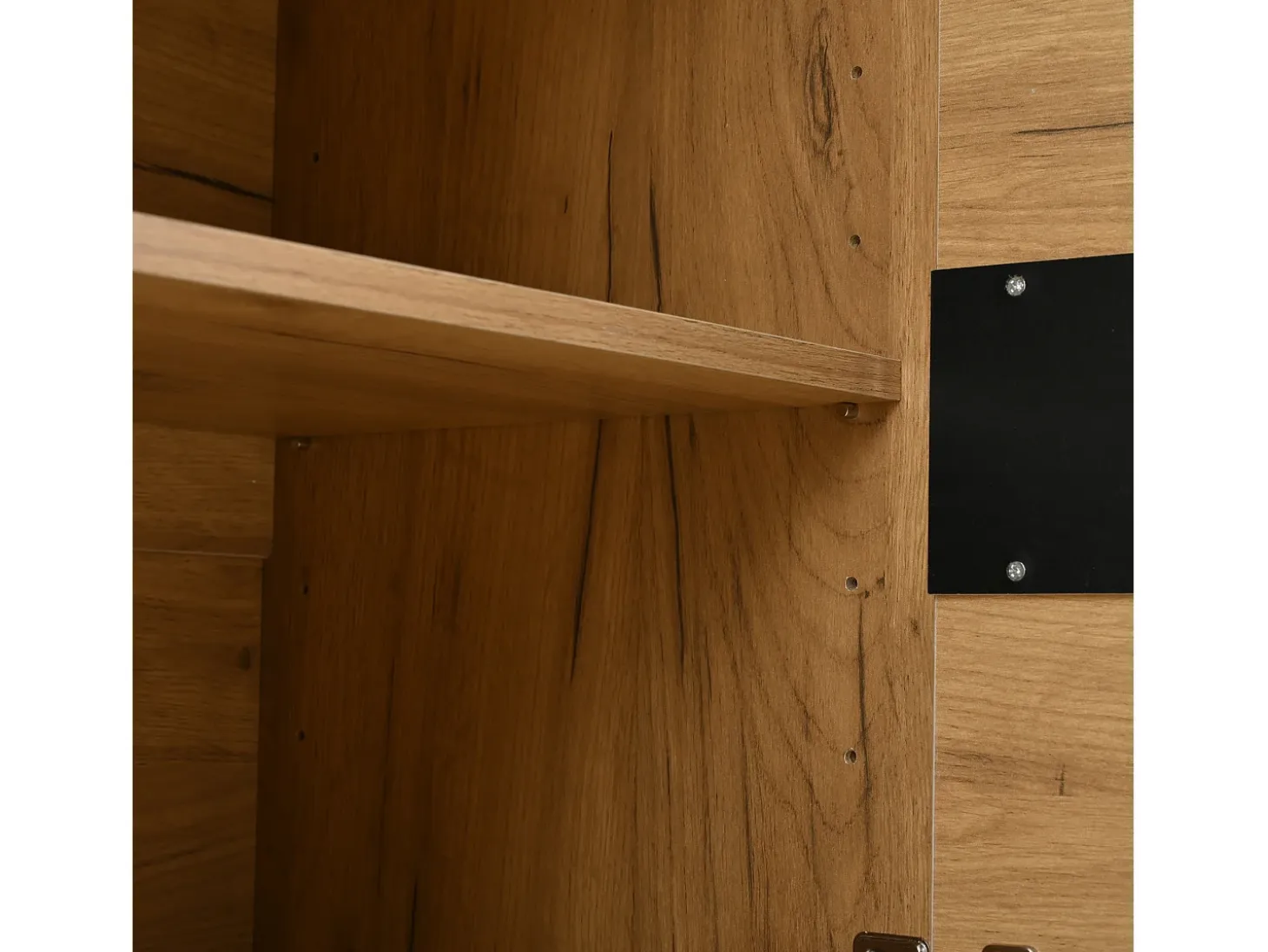 Aparador de 3 puertas - Mueble de comedor con 5 divisores regulables - madera + negro