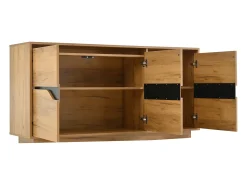 Aparador de 3 puertas - Mueble de comedor con 5 divisores regulables - madera + negro