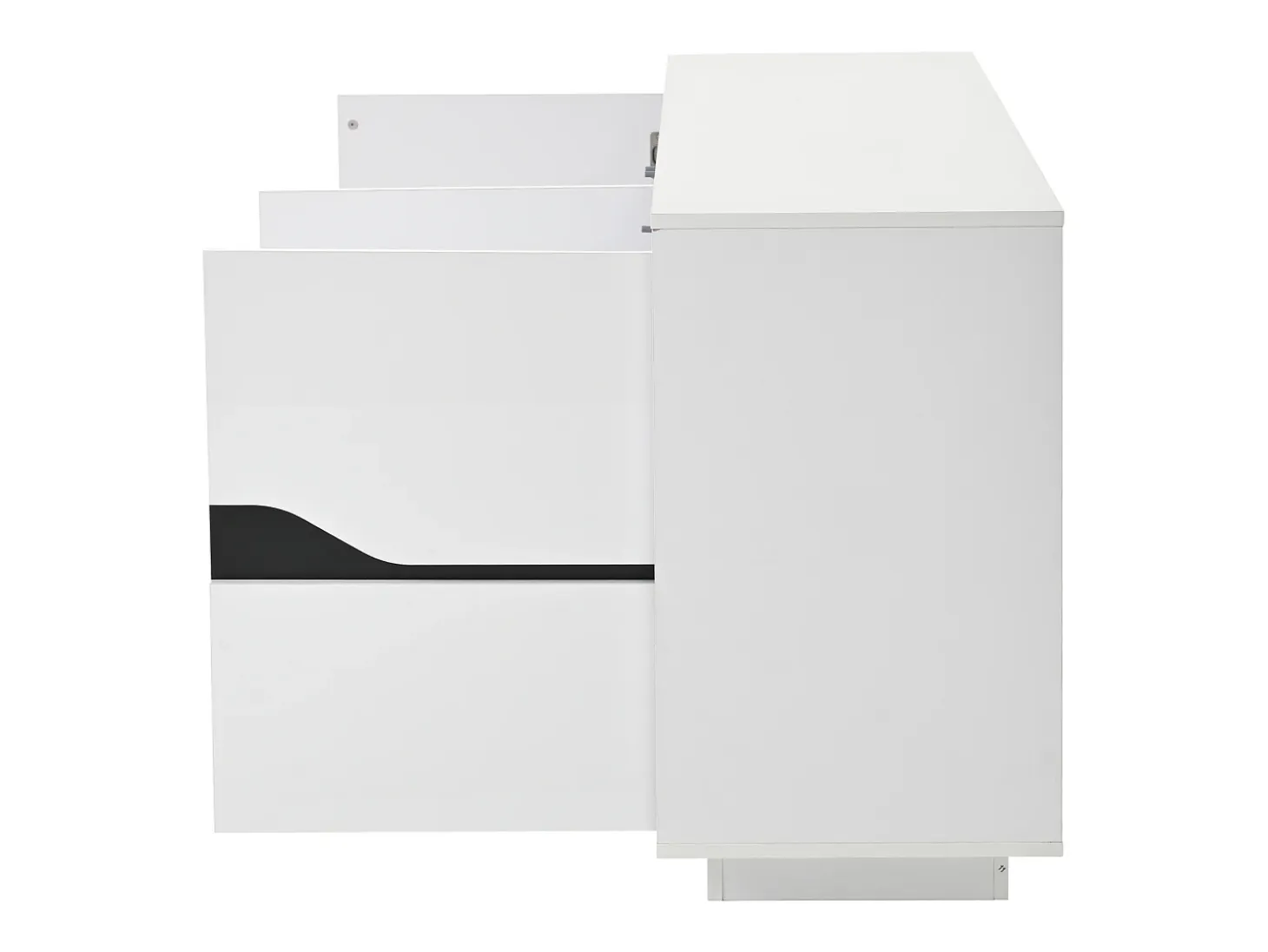 Aparador de 3 puertas - Mueble de comedor con 5 divisores regulables - blanco + negro