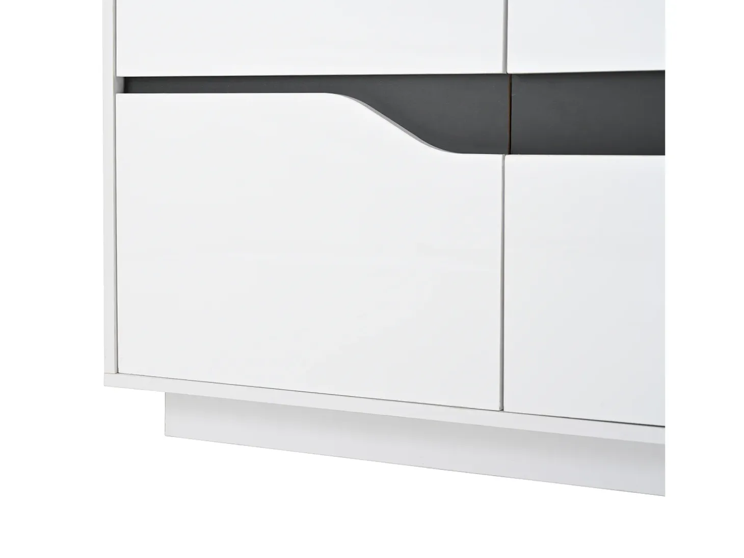 Aparador de 3 puertas - Mueble de comedor con 5 divisores regulables - blanco + negro