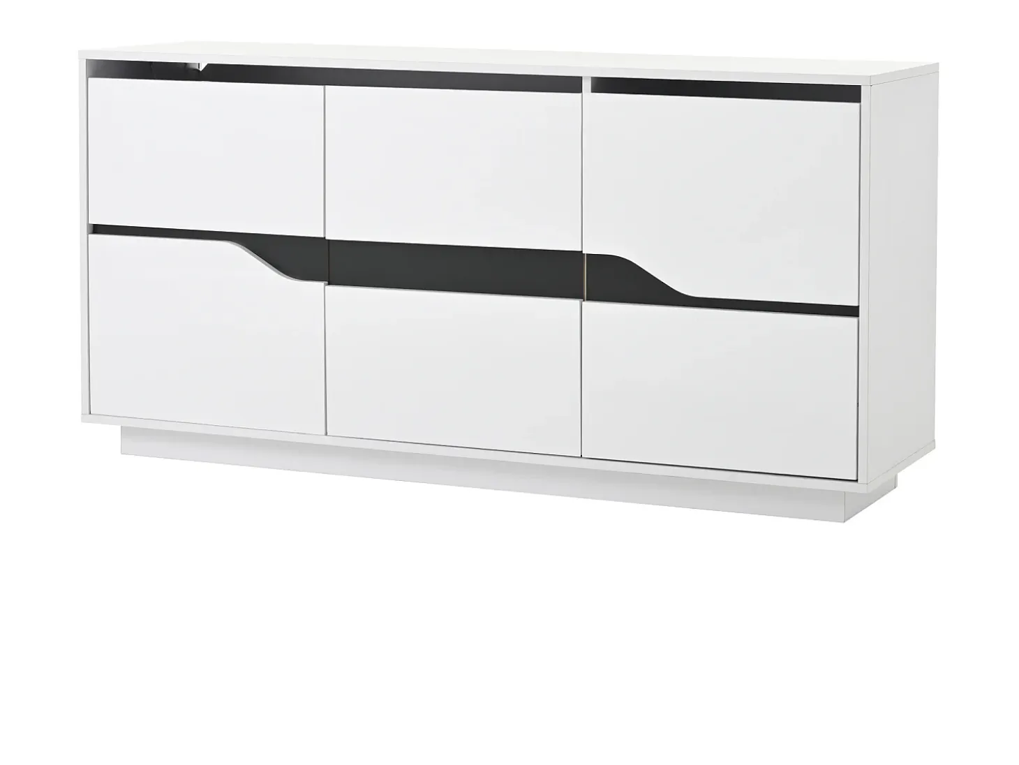 Aparador de 3 puertas - Mueble de comedor con 5 divisores regulables - blanco + negro