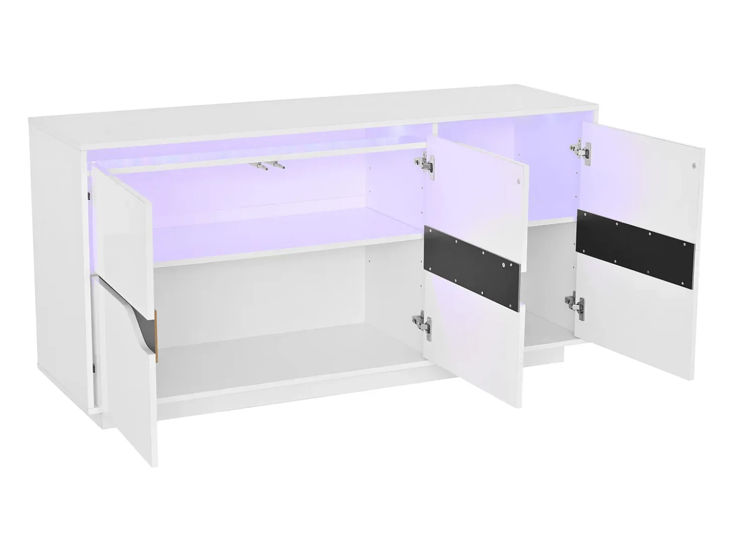 Aparador de 3 puertas - Mueble de comedor con 5 divisores regulables - blanco + negro