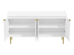 Aparador de 4 puertas - Patas metálicas doradas - Blanco 140x38x75cm