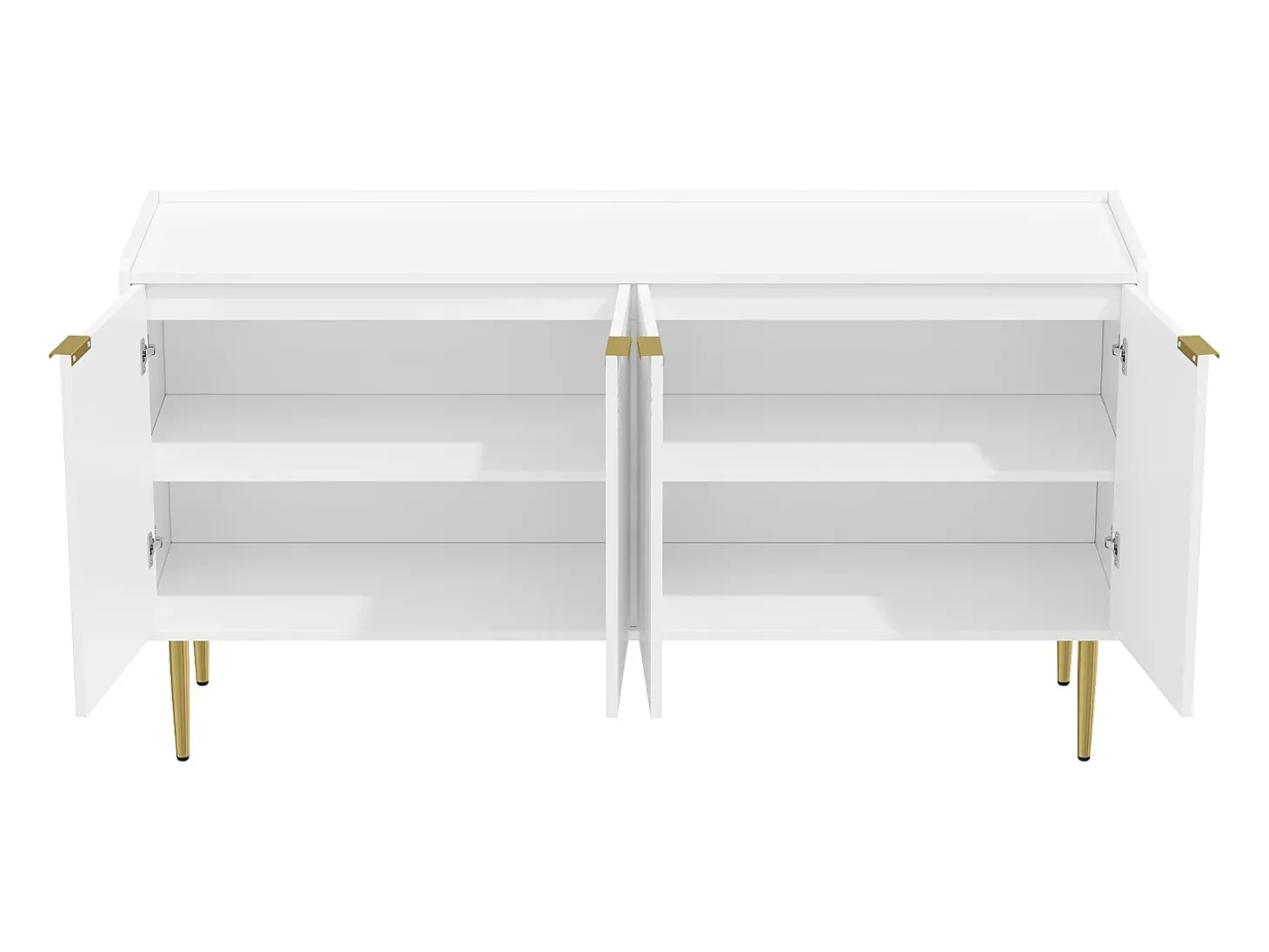 Aparador de 4 puertas - Patas metálicas doradas - Blanco 140x38x75cm