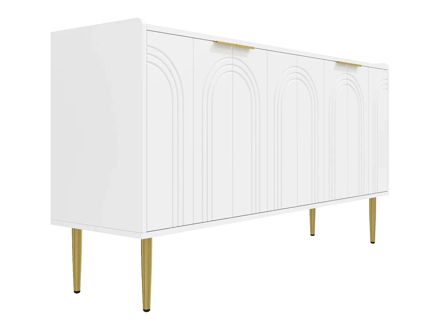 Aparador de 4 puertas - Patas metálicas doradas - Blanco 140x38x75cm
