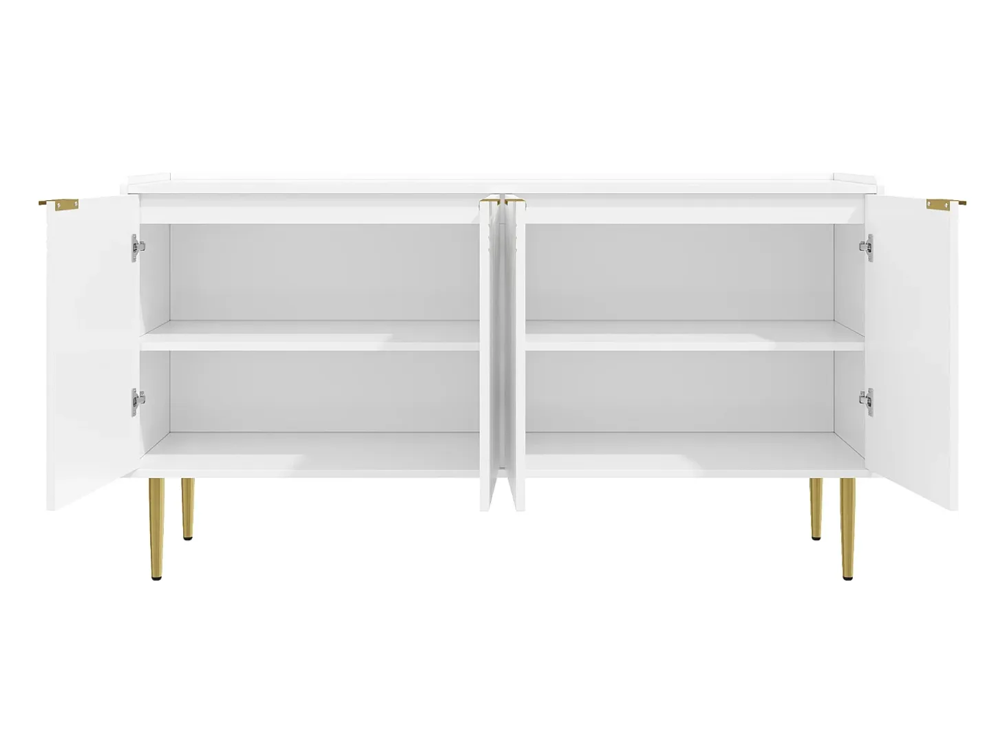 Aparador de 4 puertas - Patas metálicas doradas - Blanco 140x38x75cm