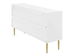 Aparador de 4 puertas - Patas metálicas doradas - Blanco 140x38x75cm