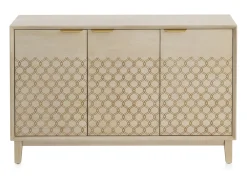 Aparador de 3 puertas chapado en madera de roble y color beige