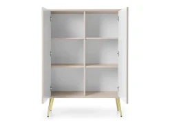Aparador de 2 puertas con pie de metal dorado 129x103 cm