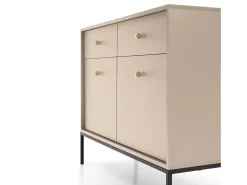 Aparador de 4 puertas con patas de metal dorado 104x125 cm